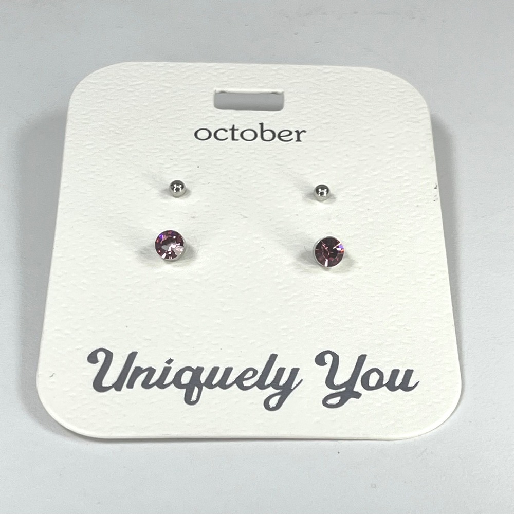 Wheeler Uniquely You October Birthstone‎ Pink Crystal Ball Stud Earrings Set 2PR